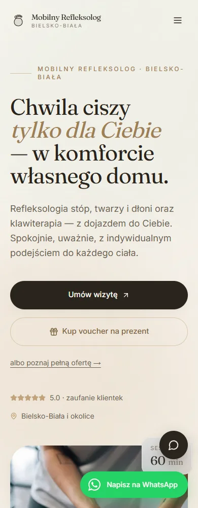 Mobilny Refleksolog · Widok mobilny